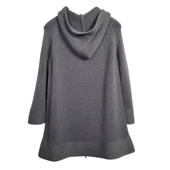 Talbots Size 1X Cardigan Sweater Coat Hooded Toggle Horn Knit Angora Blend Gray - Picture 3 of 9